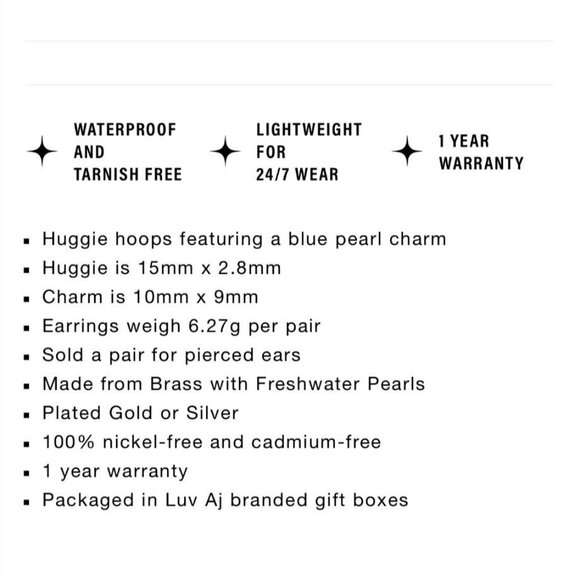 NOC Luv AJ Blue Pearl Amalfi Huggies Earrings Silver 2 in 1 Freshwater Pearl - Picture 4 of 15